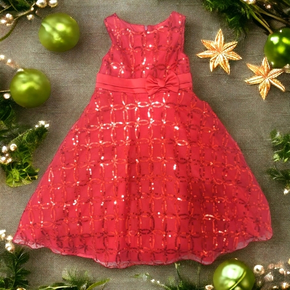 sugar plum Other - Girls Holiday Dress Candy Apple Red A-line Christmas Event Sequined Formal Sz 5